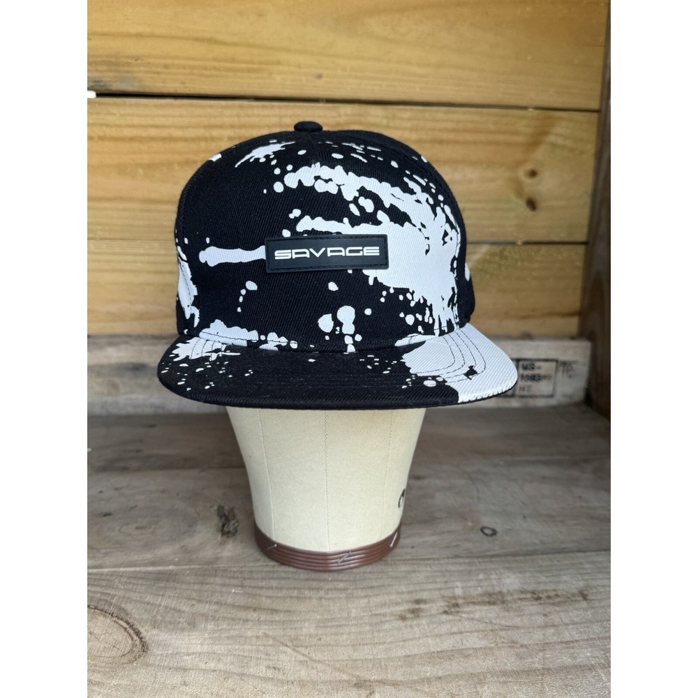 Savage Carbon Elements Fitted Hat OSFM Savage Splatter Paint Black‎ And White
